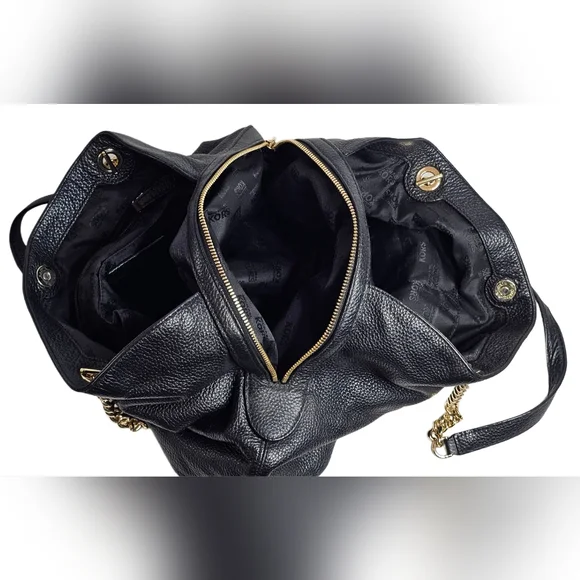 Michael Kors Jet Set Studded Leather Black Handbag Shoulder Tote Travel Bag Chic - Picture 13 of 16